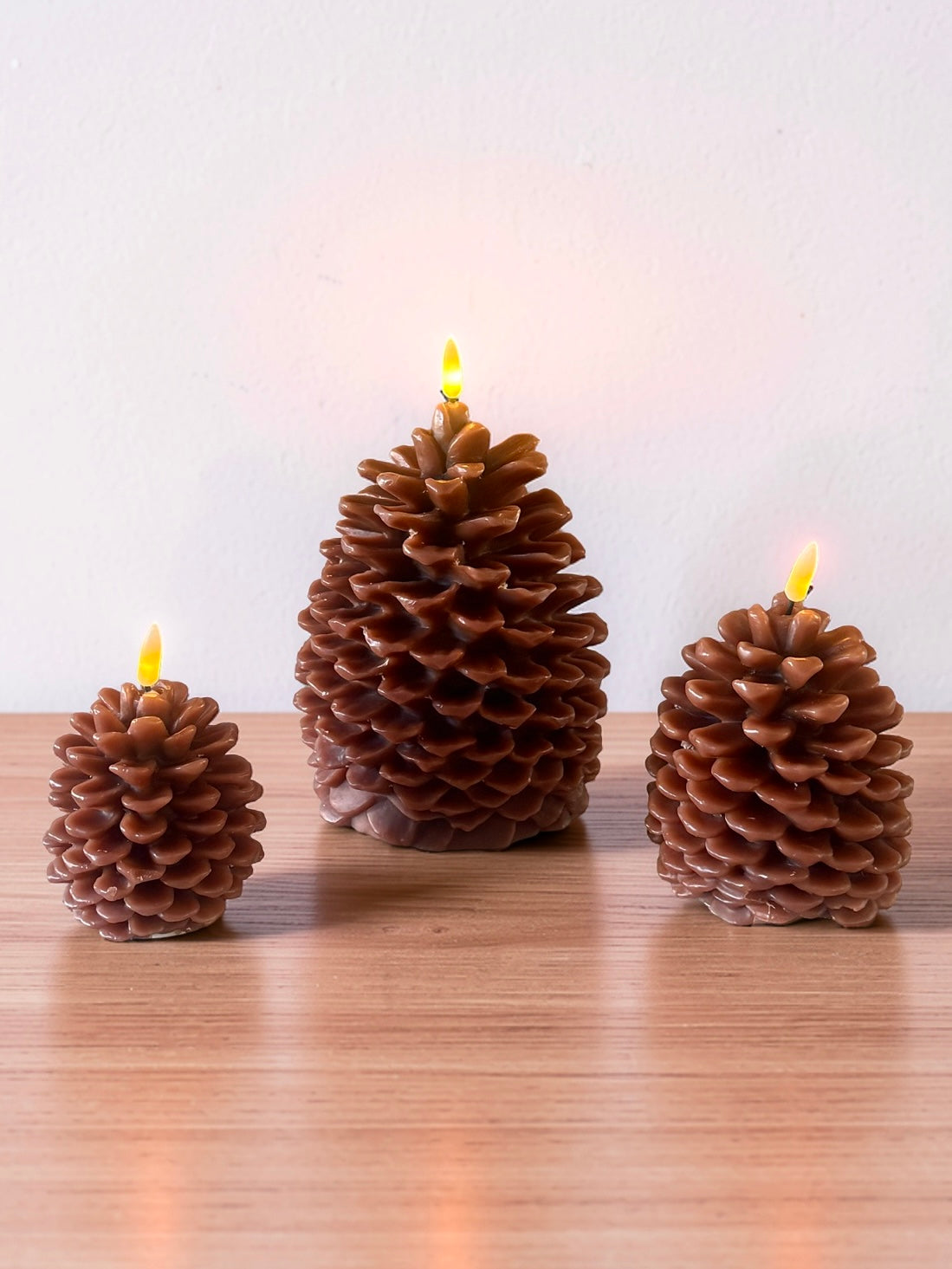Pinecone Flicker Flame Candle with Timer