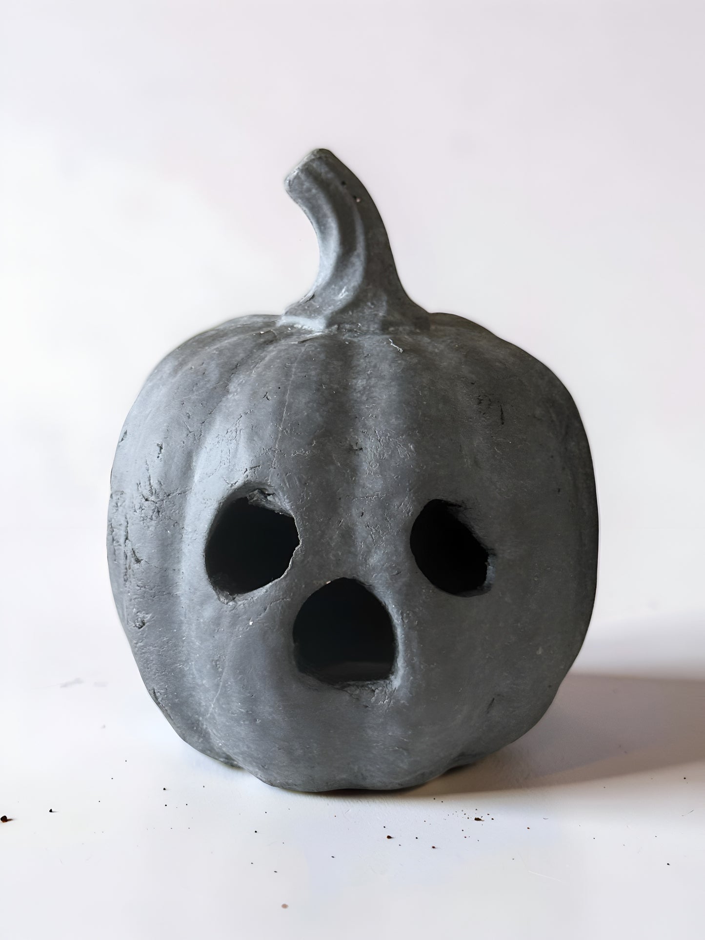 Black Terracotta Ghost Face Pumpkin-8”