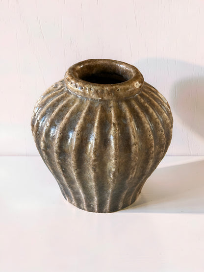 Brown Terracotta Round Vase 7''