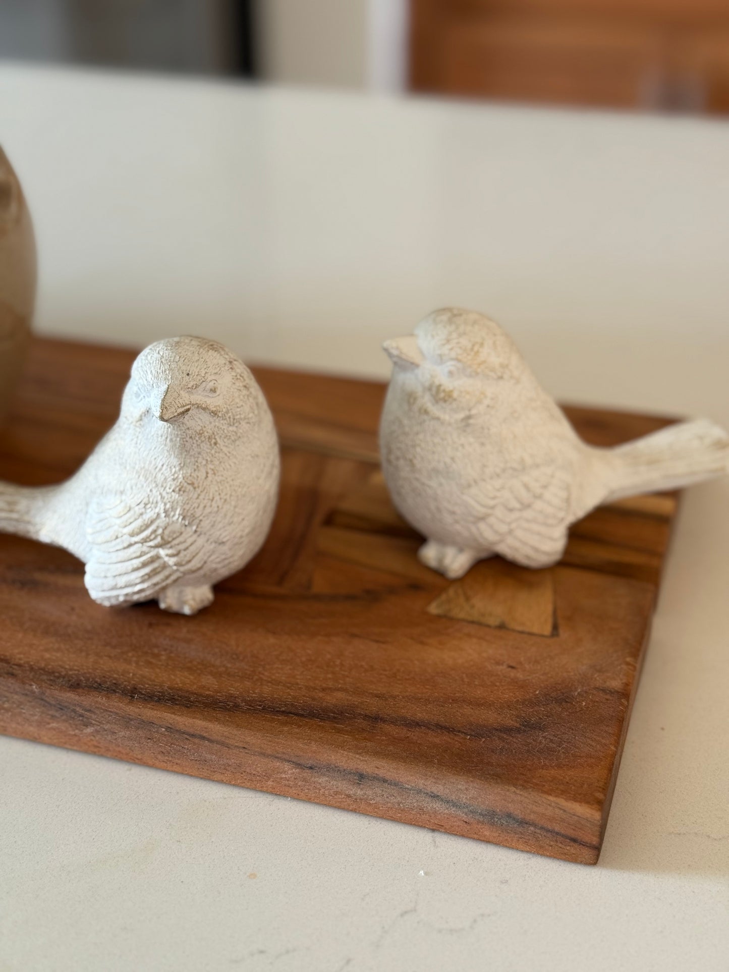 Gold Wash Cement Birds -Set of 2