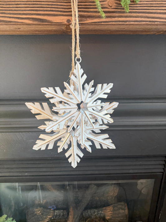 White and Gold Snowflake Hanger