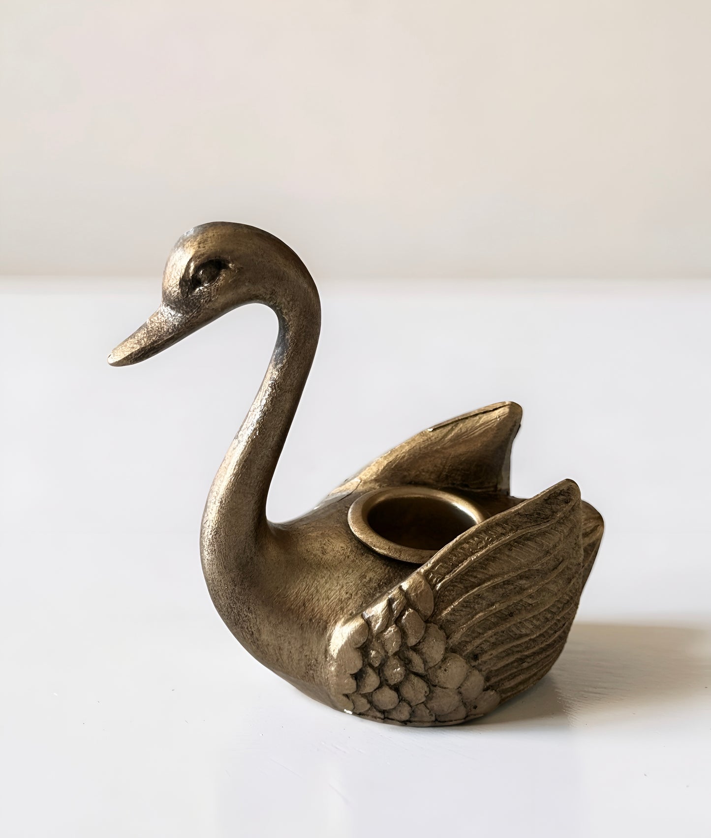 Antique Gold Swan Candle Holder