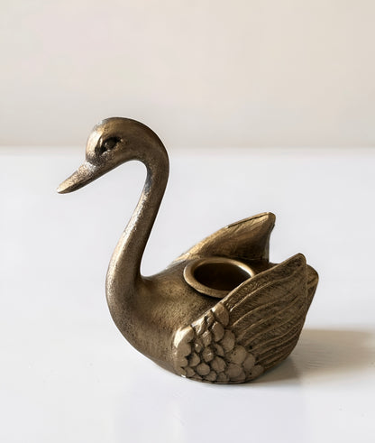 Antique Gold Swan Candle Holder