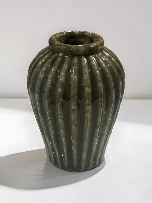 Green Terracotta Round Vase