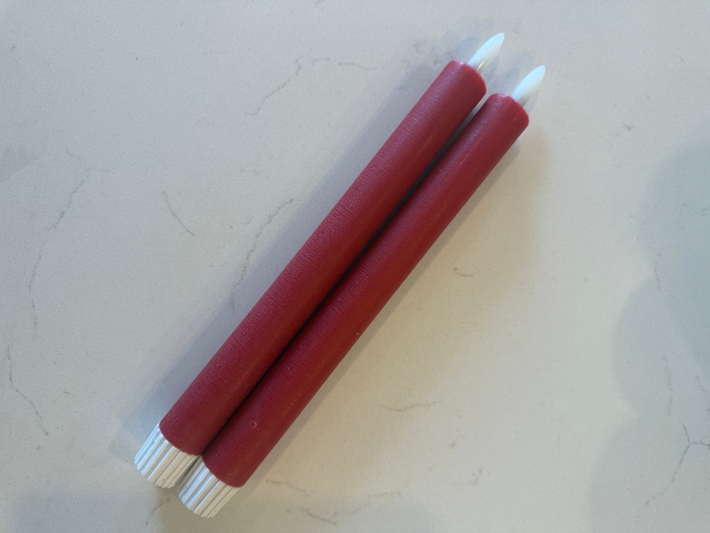 Red Flameless Taper Candle -Set of 2