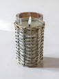 Glass Wicker Candle 6”H