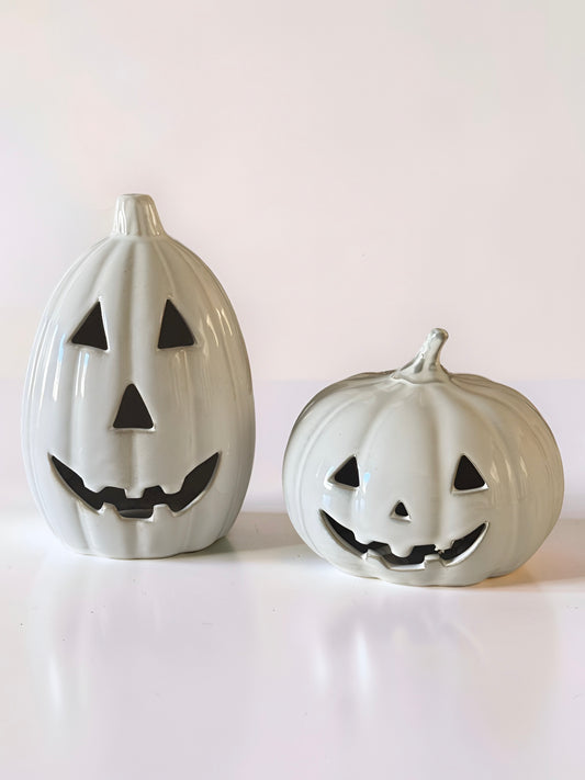 White Ceramic Jack-O-Lantern