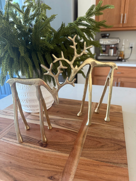 Gold Looking Down Reindeer - set of 2