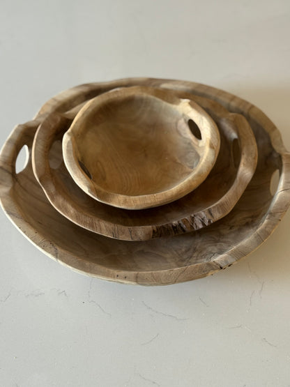 Teakwood Bowls with Handles
