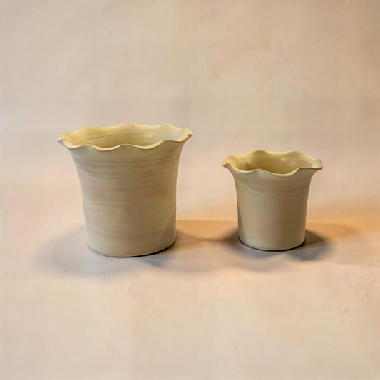 Terracotta Ruffle Top Planter -