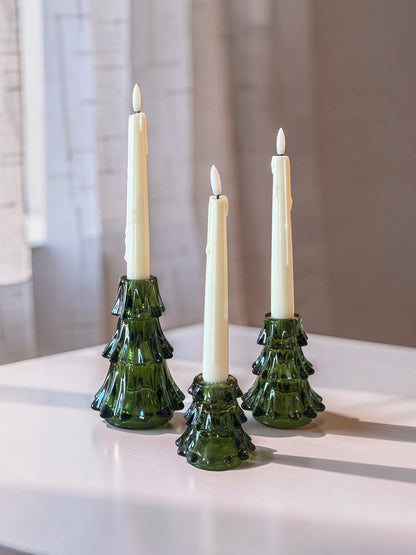 Glass Tree Candle Holders |Set of 3