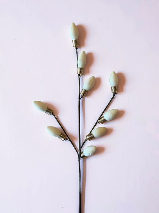 White Flocked Christmas Bulb Pick