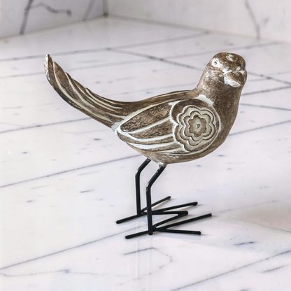 Assorted Whitewash Resin Carved Birds