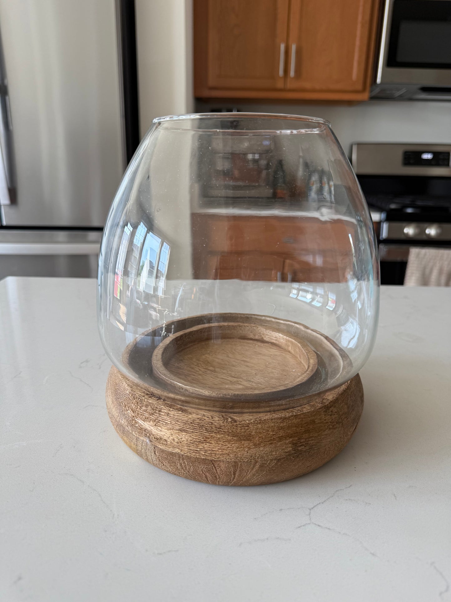 Candle Holder with Wood Base
