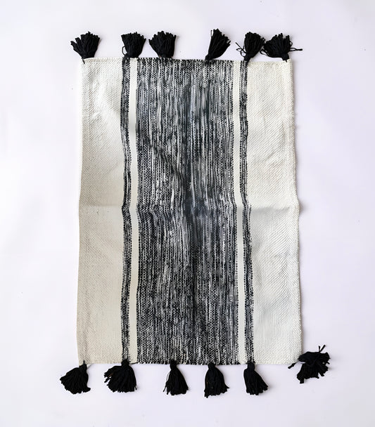 Black Striped Tassel Mat