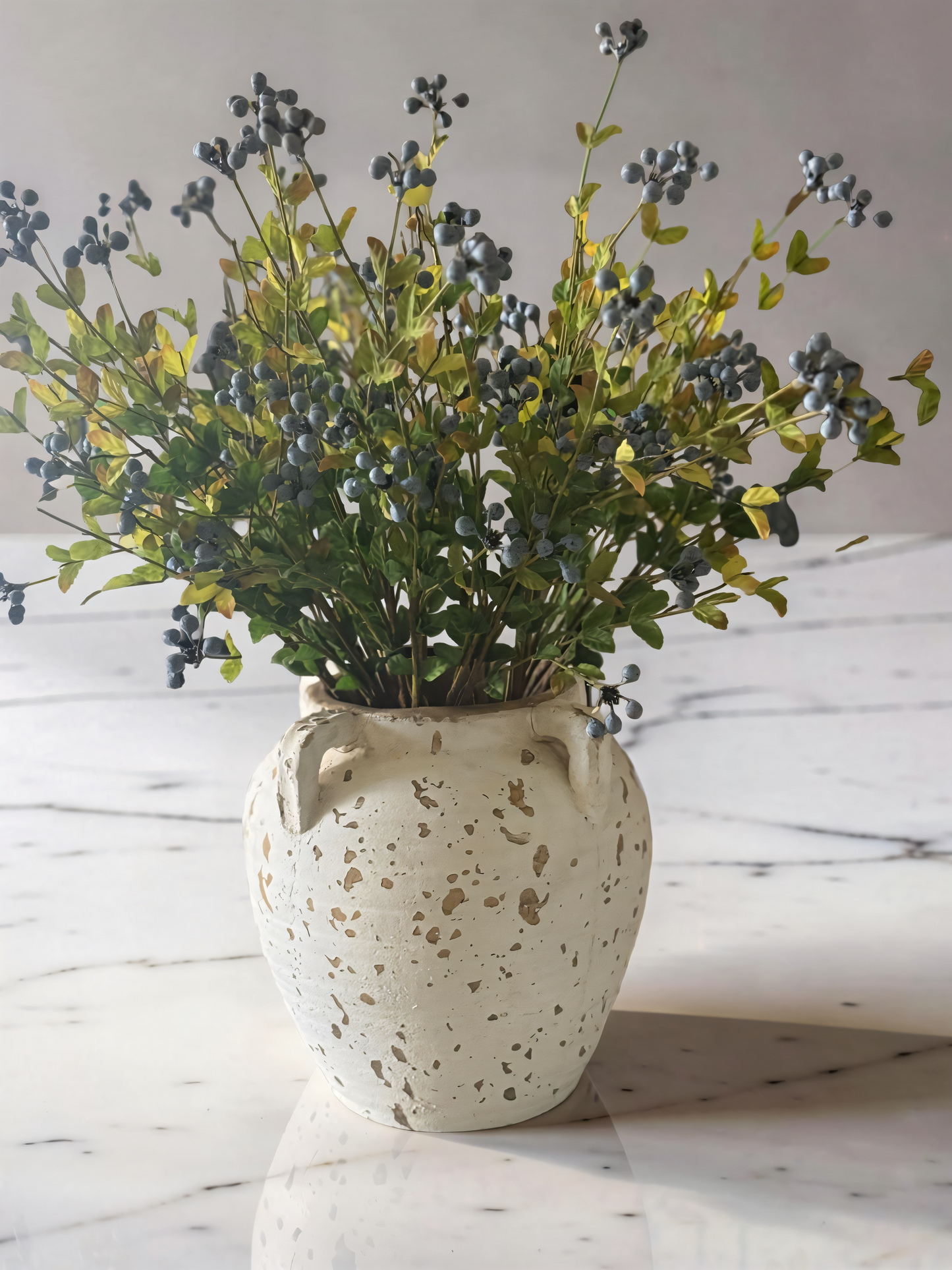 Vintage White Terracotta Vase -8.5”H