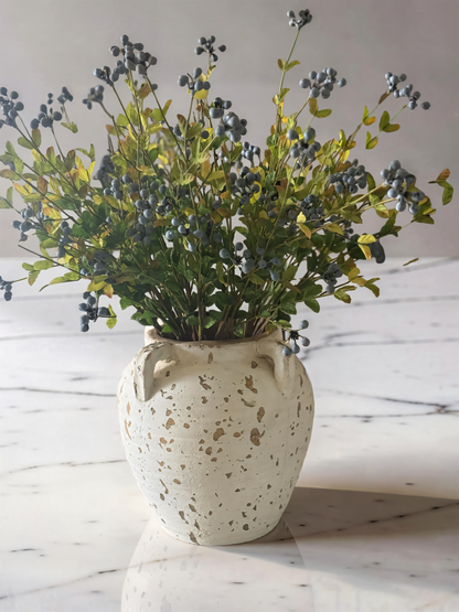 Vintage White Terracotta Vase -8.5”H