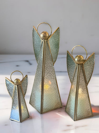 Vintage Glass and Brass Angels Set of 3