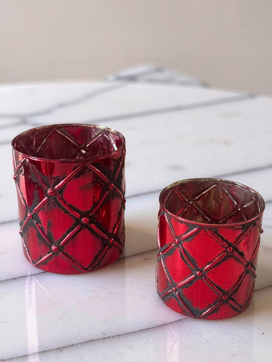 Red Check Candle Holder