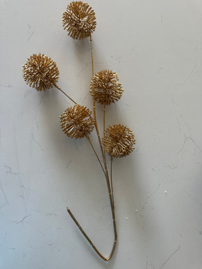 Gold Glittered Ball Stem -26”L