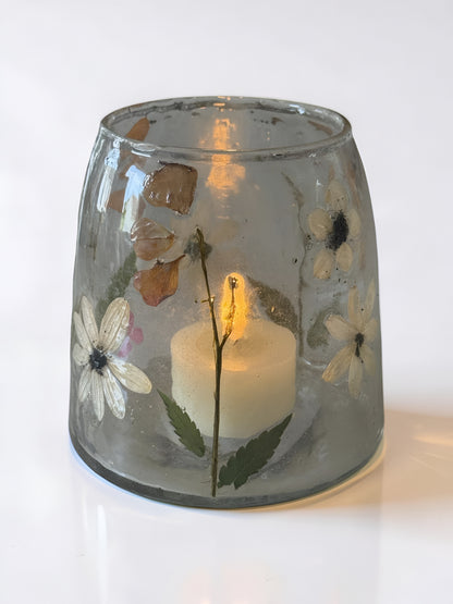 Dried Floral Leaf Glass Jar