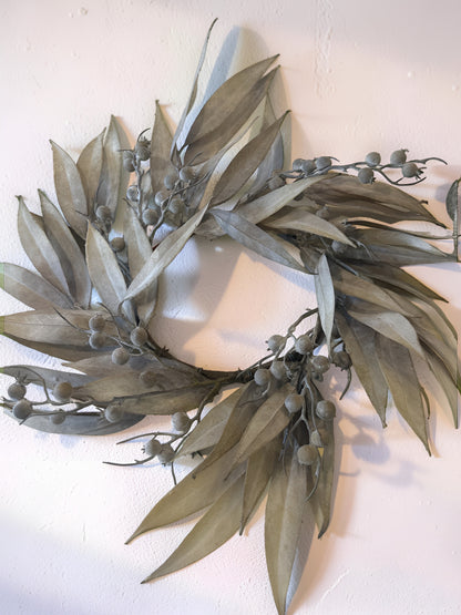 Tan Eucalyptus and Rosehip Wreath