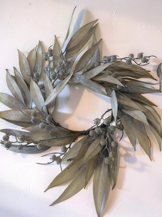 Tan Eucalyptus and Rosehip Wreath