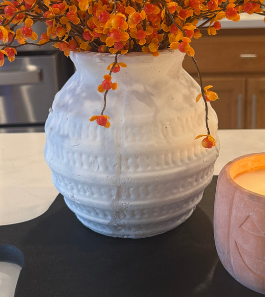 White Wash Vase -6.7”H