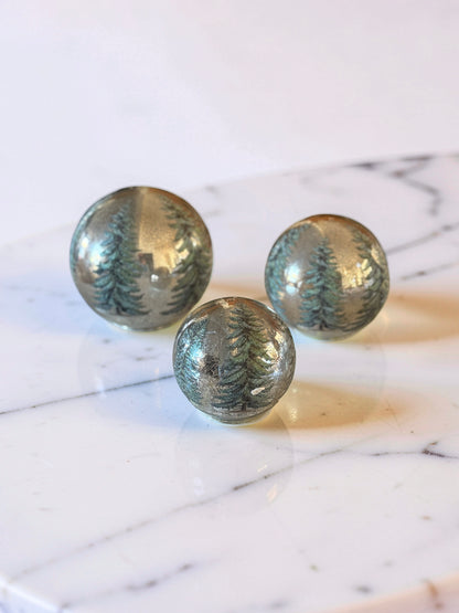 LED Gold Mercury Glass Tabletop Globes with Pine Tree