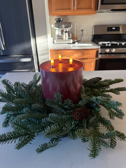 3 Wick Flameless Candle Red- 9”H