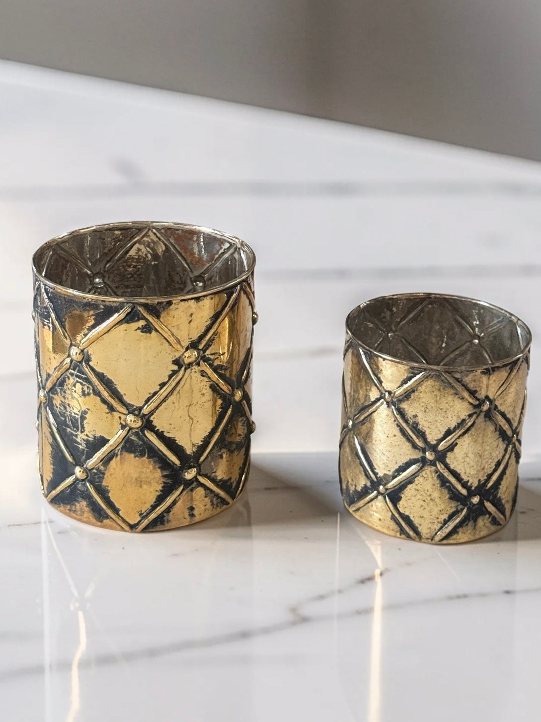 Gold Check Candle Holder