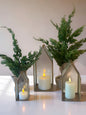 Vintage Glass and Brass House Set of 3
