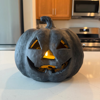 Black Terracotta Jack O Lantern -9''