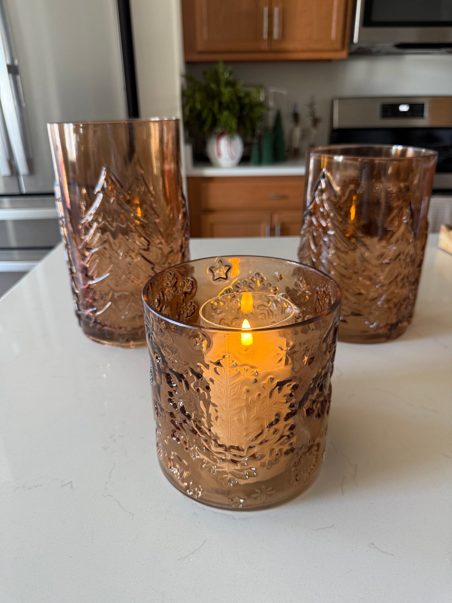 Glass Embossed Brown Hurricanes