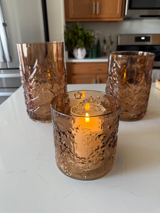 Glass Embossed Brown Hurricanes