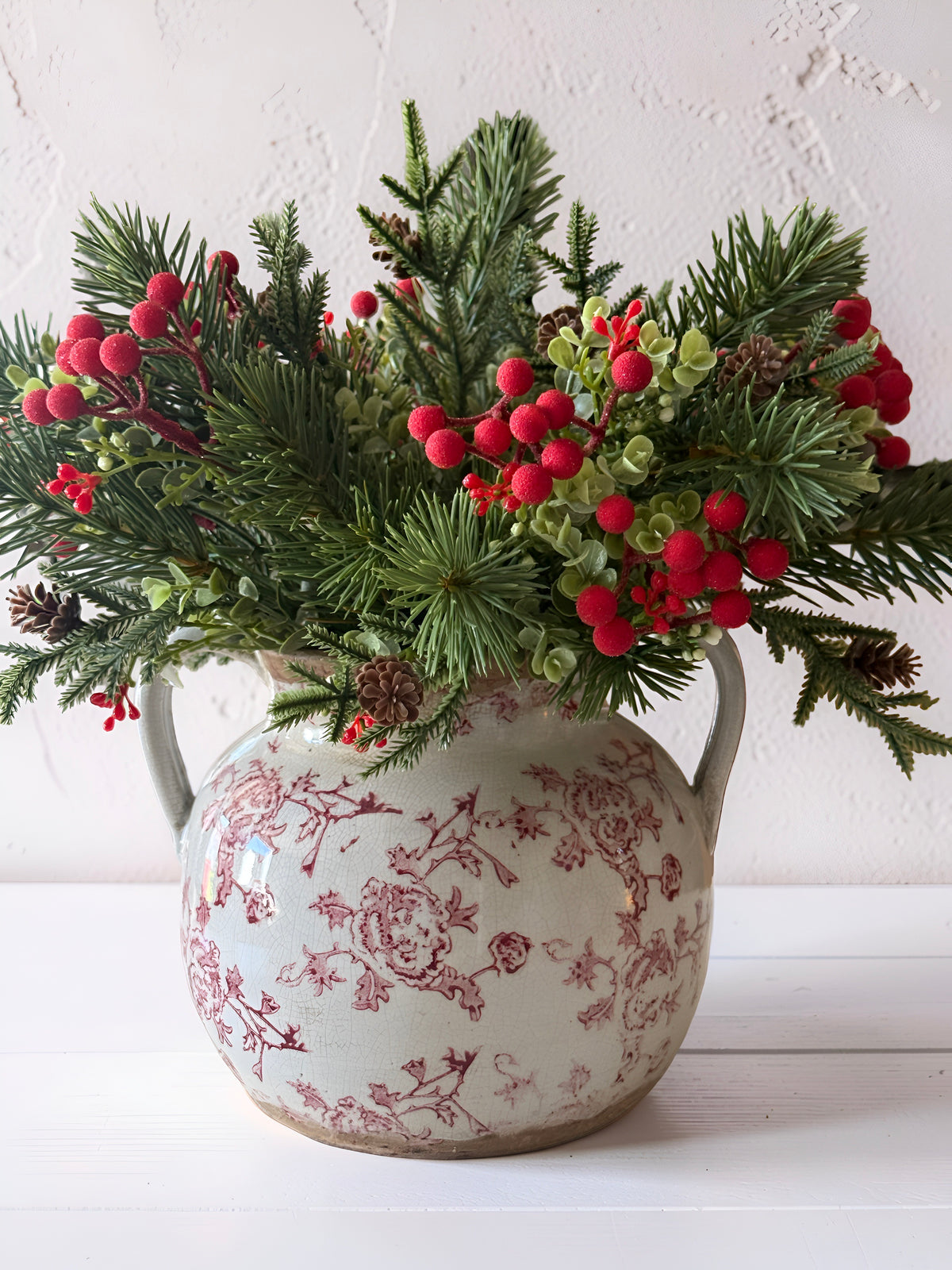 Red Heritage Two Handle Vase