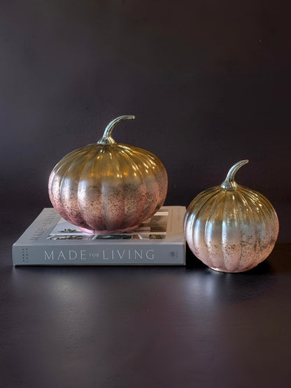 Vintage Stone Foil Glass Pumpkin Large