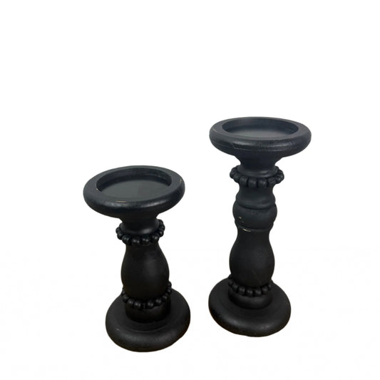 Black Beaded Candle Holders