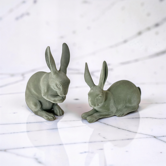 Green Velvet Resin Bunnies