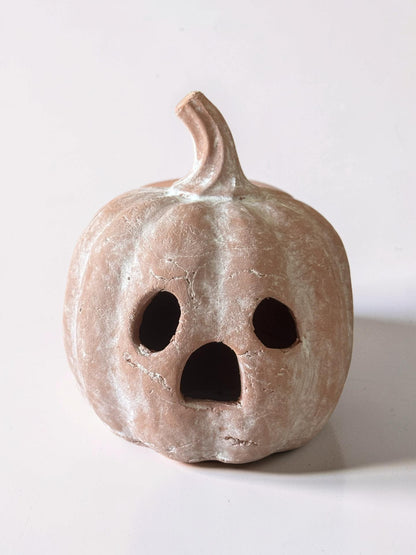Terracotta Ghost Face Pumpkin 8”