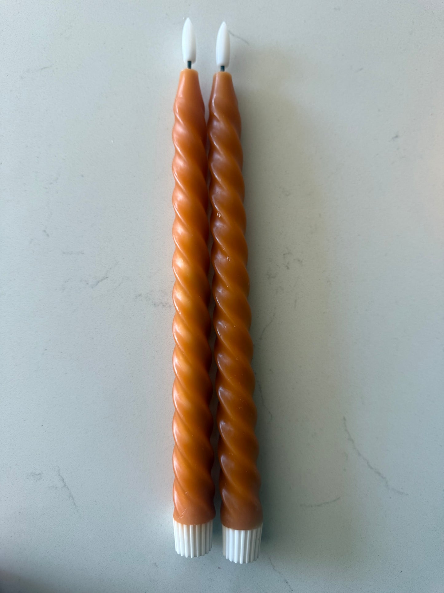 Orange LED Twisted Taper Candles