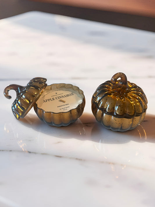 Small Brown Mercury Glass Pumpkin Candles