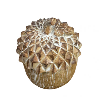 Whitewash Resin Acorn Lidded Container