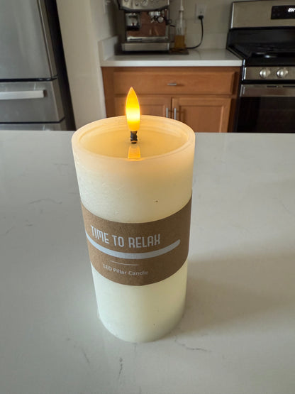 Flameless Pillar Candle -6”H