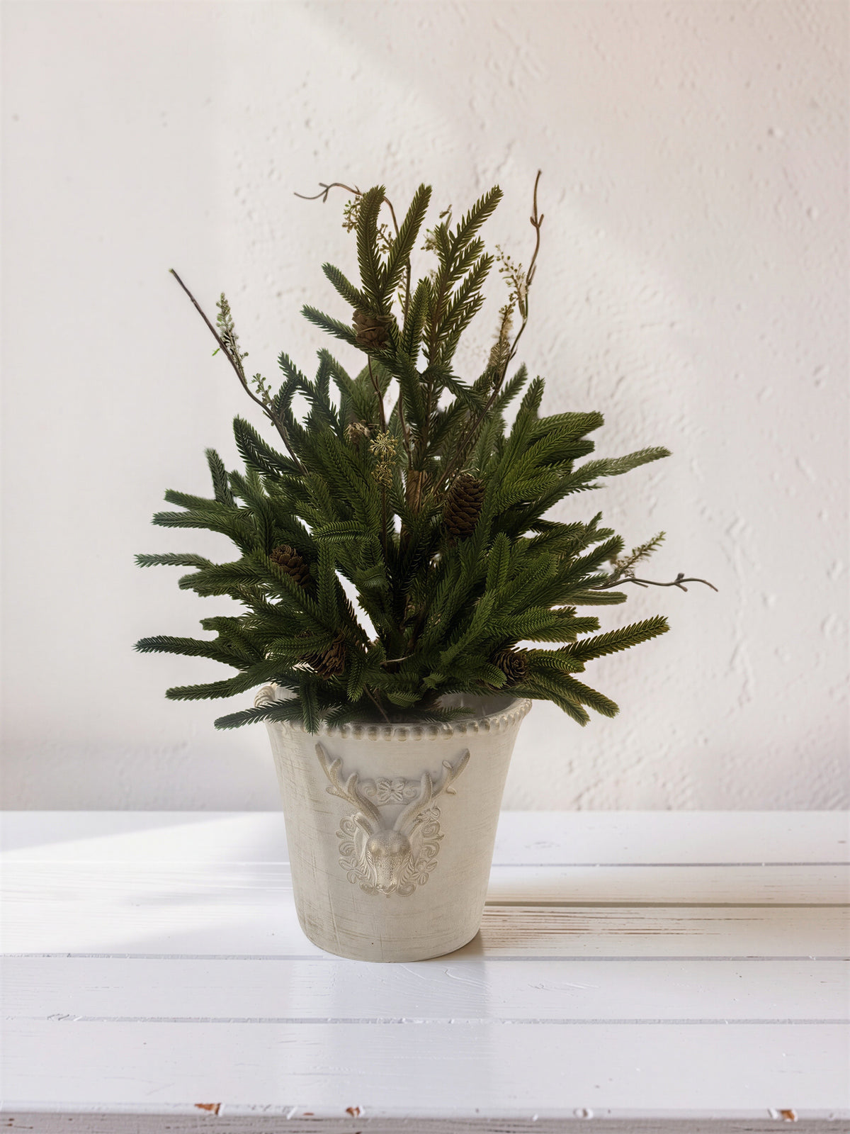 Gold Wash Cement Deer Planter