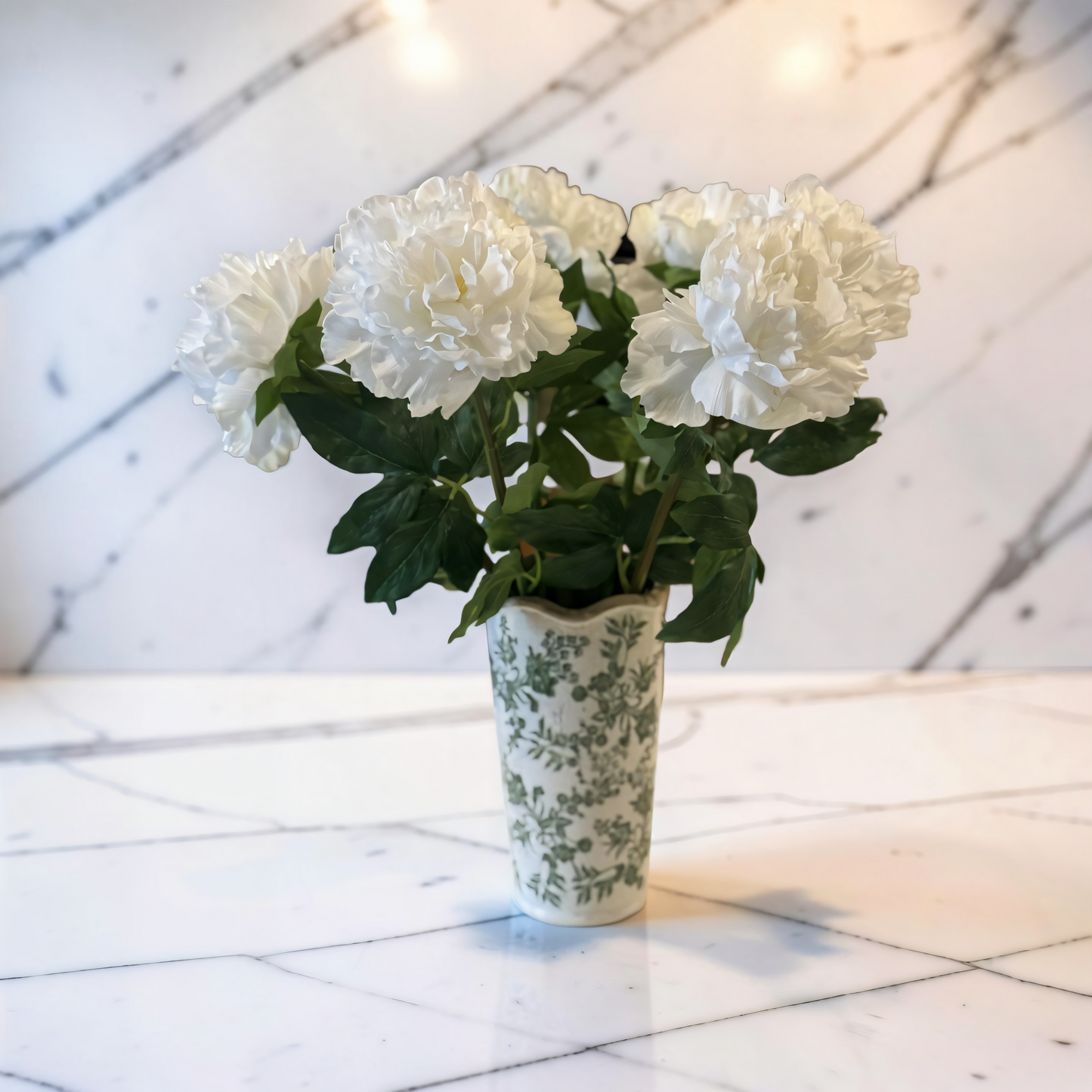 White Real Touch Peony Stem