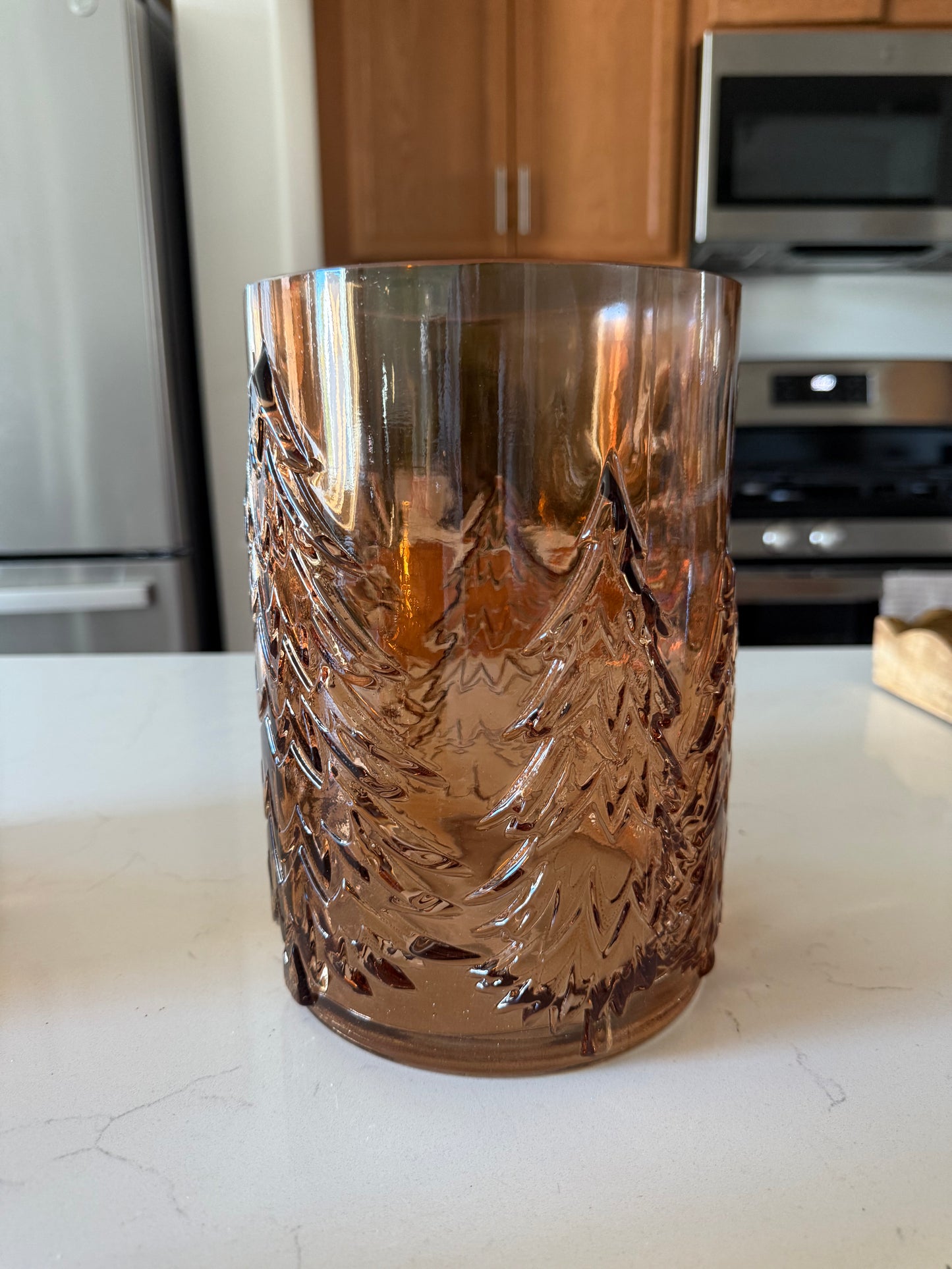 Glass Embossed Brown Hurricanes