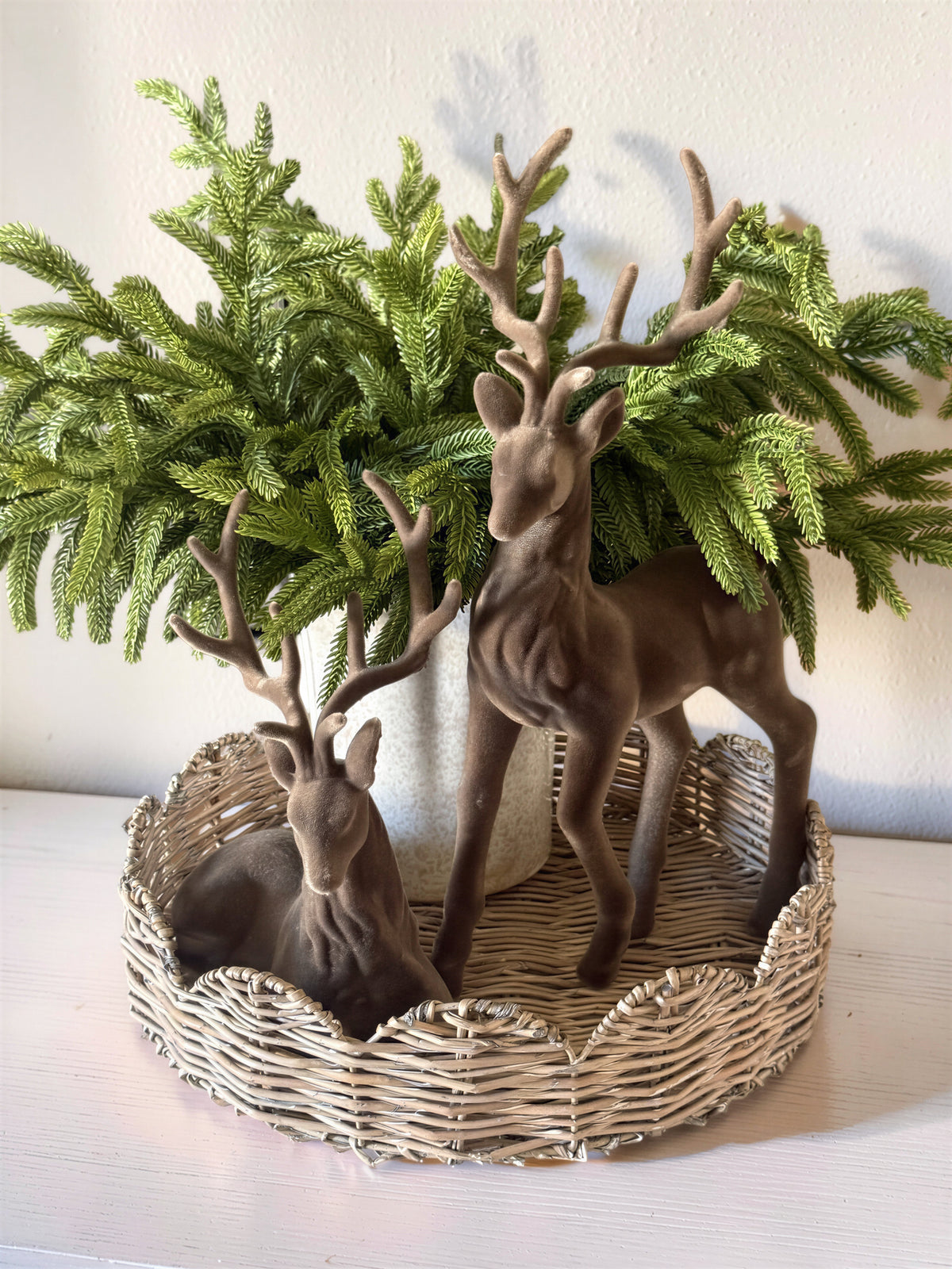 Brown Velvet Flocked Deer 15'' | Set of 2