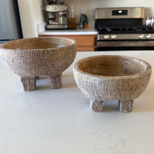 Natural Beige Raised Terracotta Bowl