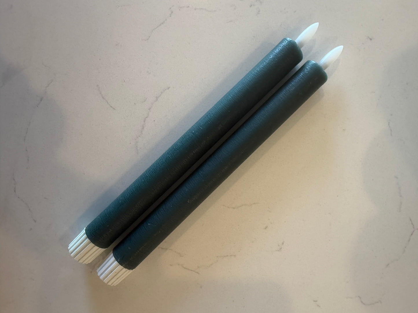 Green Flameless Taper Candle - Set of 2